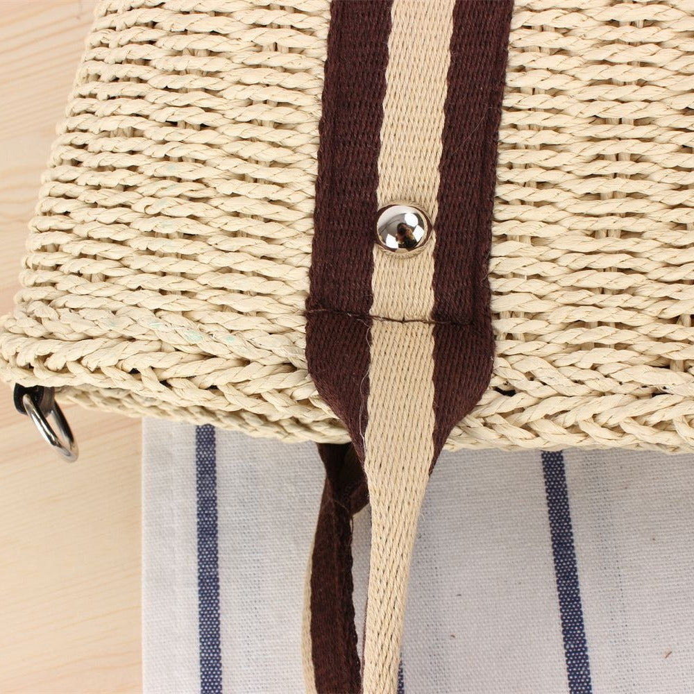 Handbag Made of Braided Natural Material with Removable Leather Strap Kalsten