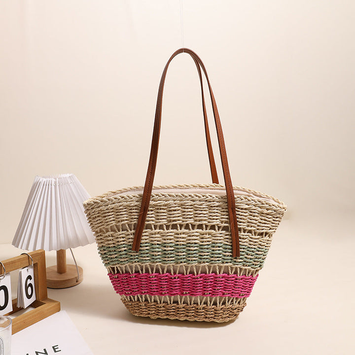 Stylish basket bag with sturdy leather handles Kalsten