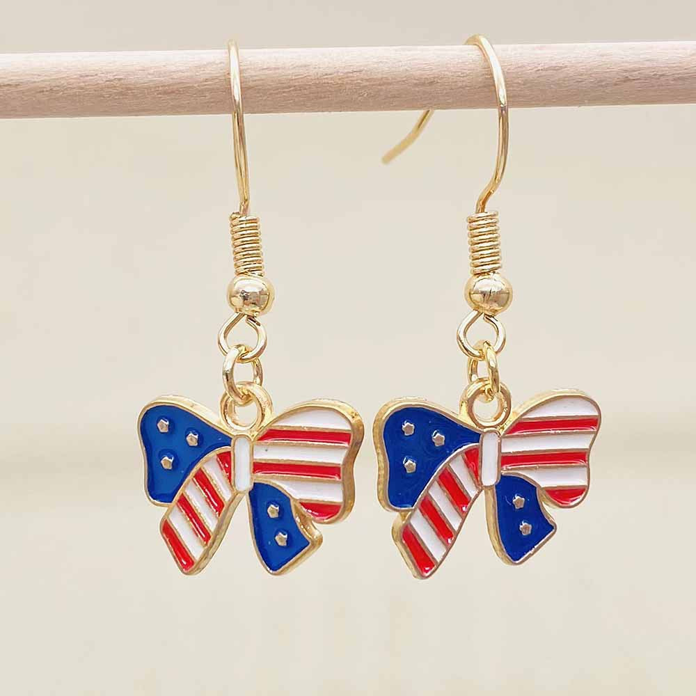 Women's filigree drop earrings with enameled flag pendants and metal hook closure Kalsten