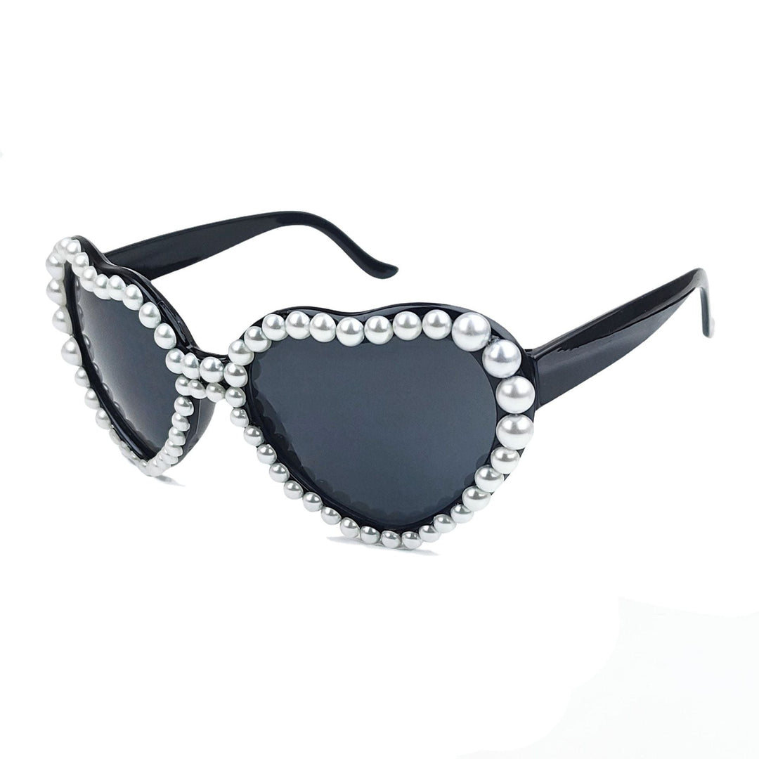 Women's Heart-Shaped Sunglasses with Glitter Stone Trim Kalsten