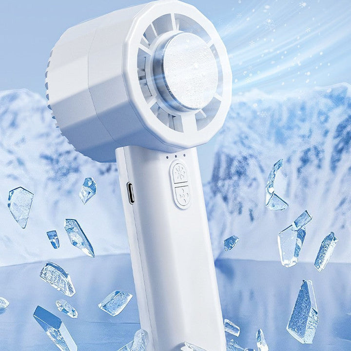 Unisex portable mini hand fan with USB-C charging port and integrated mist spray function Kalsten