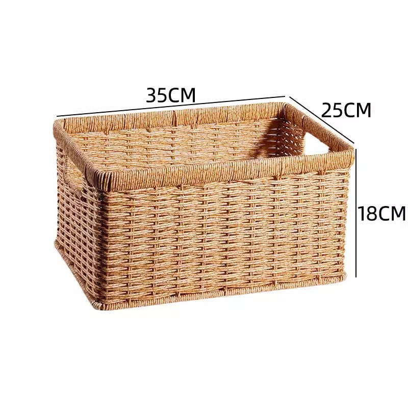 Women's Rectangular Storage Basket Made of Natural Wicker Kalsten