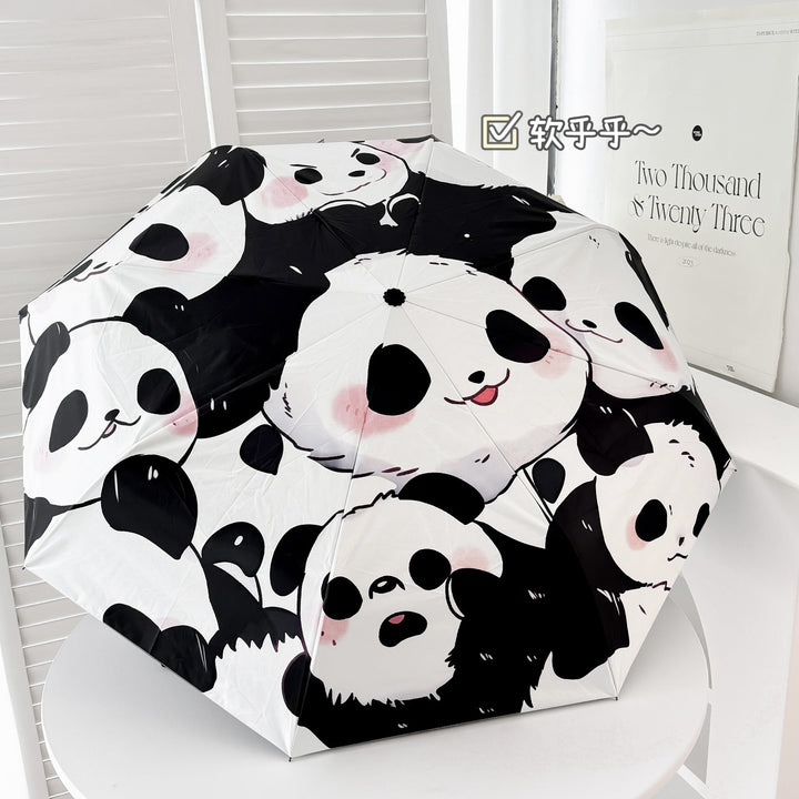 Ladies folding umbrella with playful panda design Kalsten
