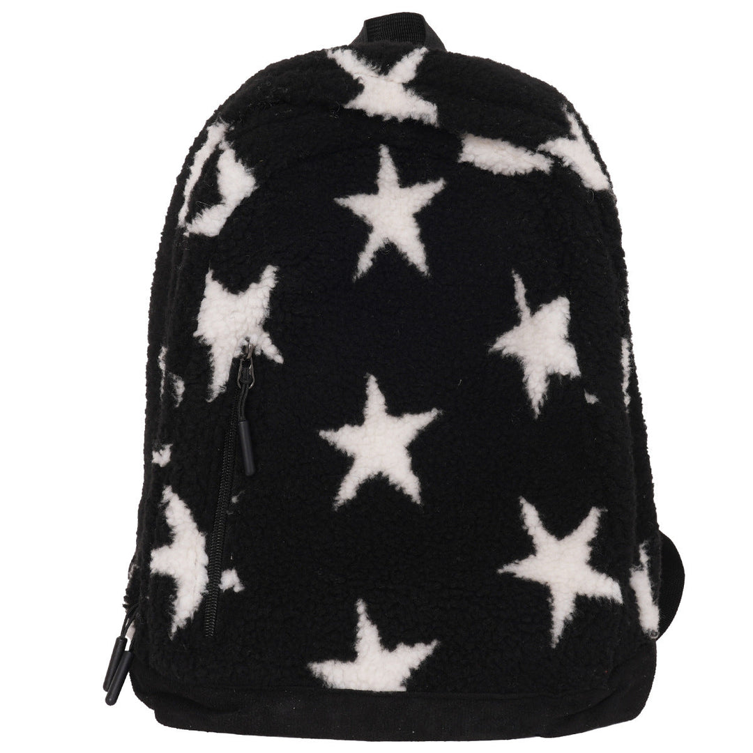 Cozy Fleece Star Print School Backpack Kalsten
