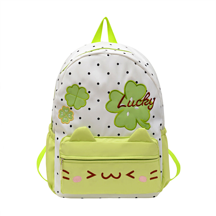 Playful Polka Dot Cat-Themed Backpack Kalsten