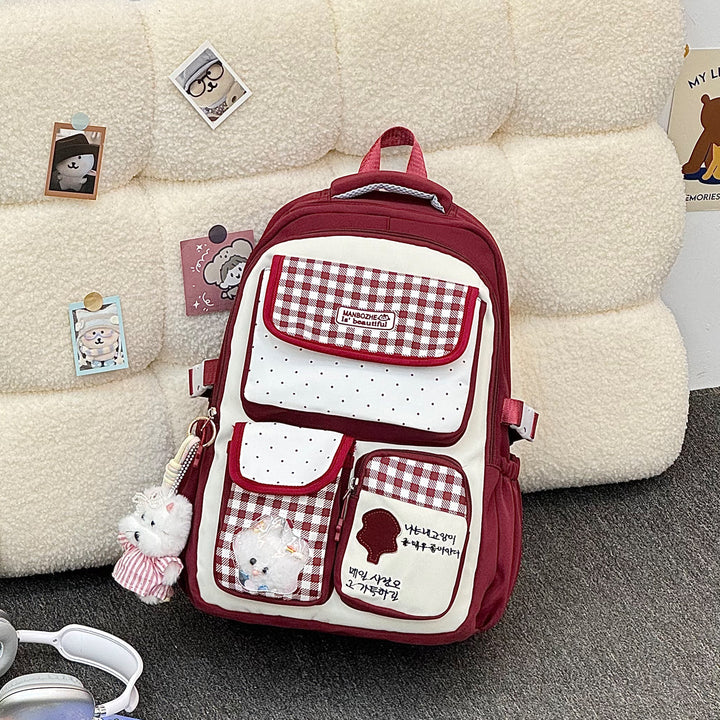 Multi-Compartment Cute Character School Backpack