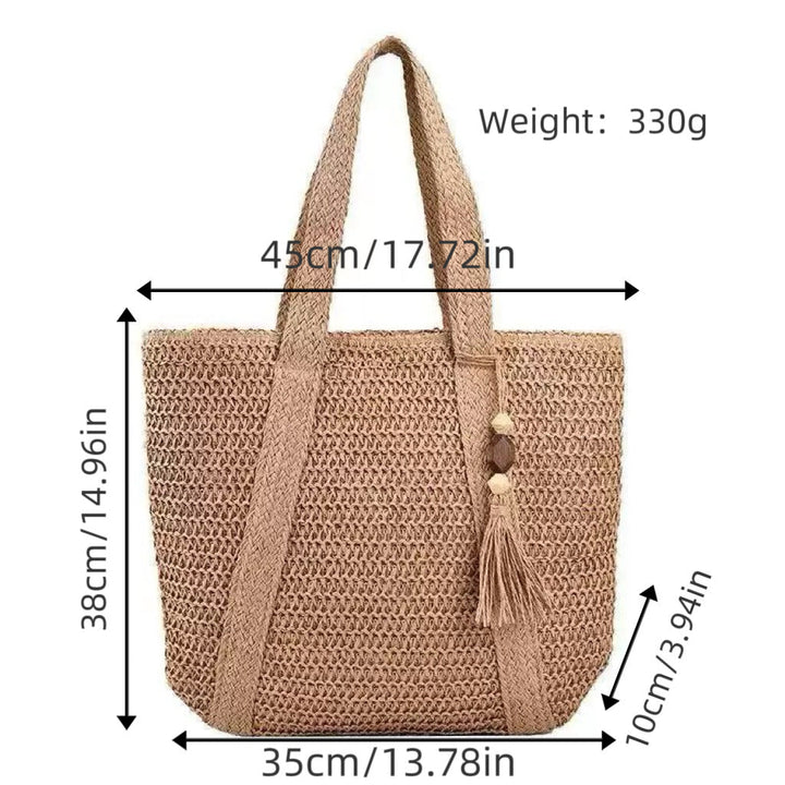 Braided beach bag with fringe detail Kalsten