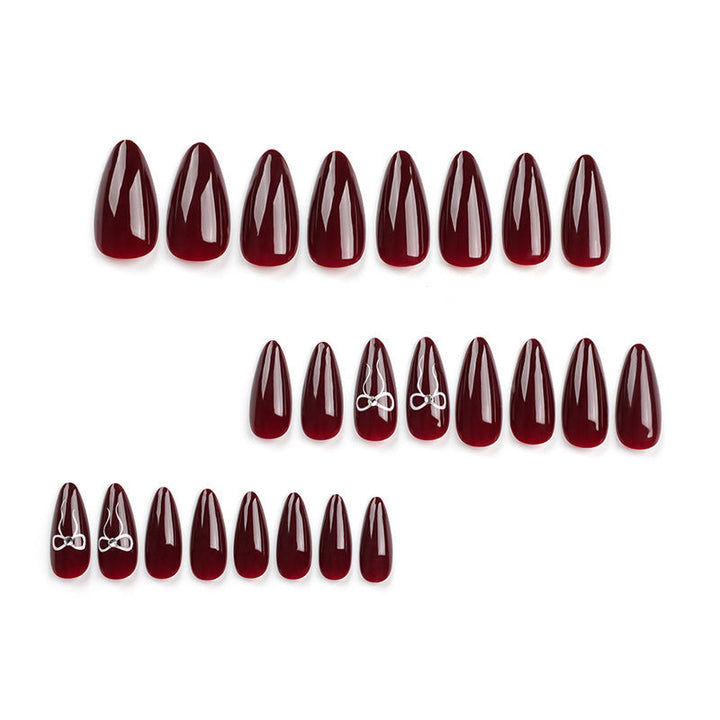 Elegant Stiletto Press-On Nail Tips with Floral Detail Kalsten