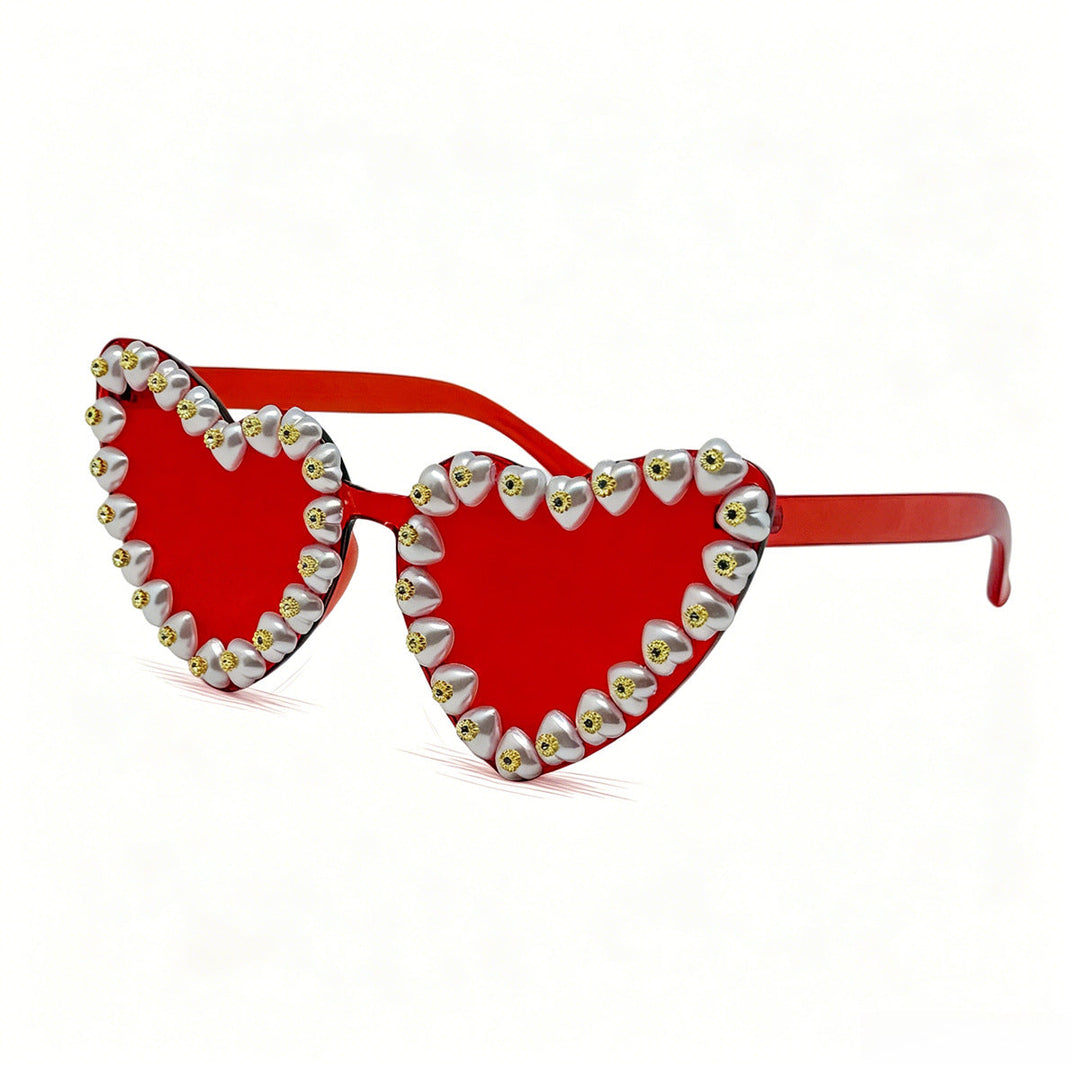Women Heart-Shaped Sunglasses with Extravagant Jewelry Details Kalsten