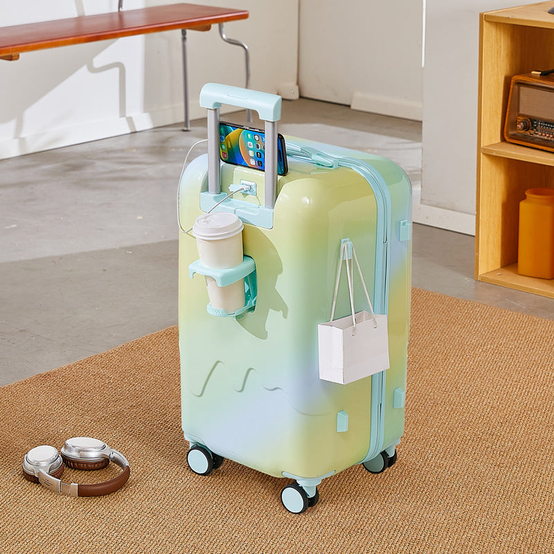 Unisex Functional Hardshell Carry-On Suitcase with Drink Holder Kalsten
