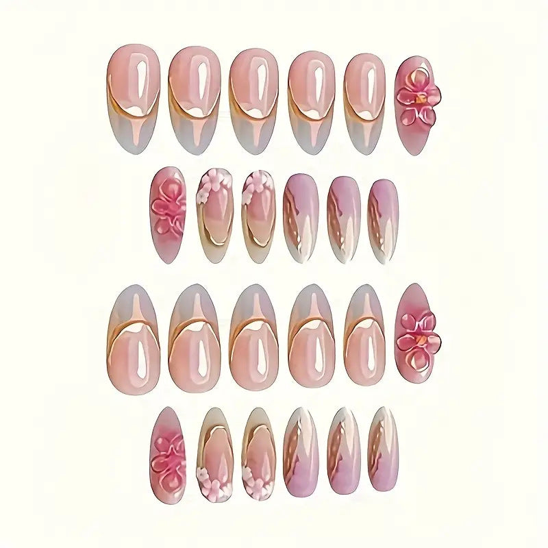Floral Embellished Press-On Nail Art Set Kalsten