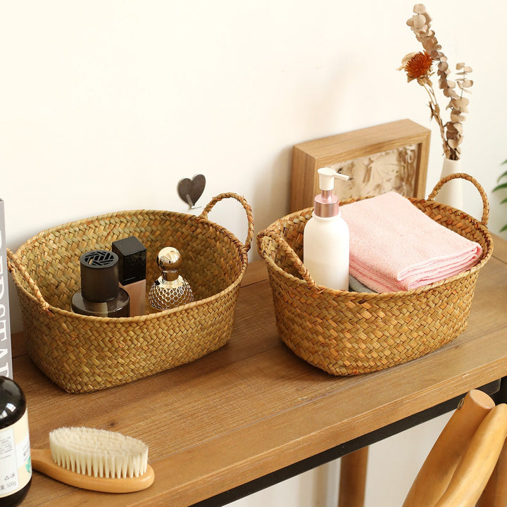 Unisex Handwoven Storage Basket with Ergonomic Handles Kalsten