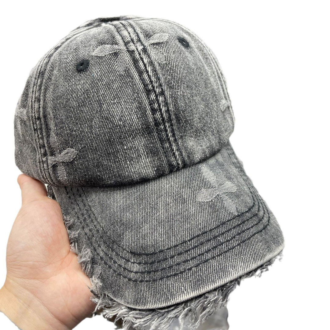 Women's Distressed Denim Fringe Baseball Cap Kalsten
