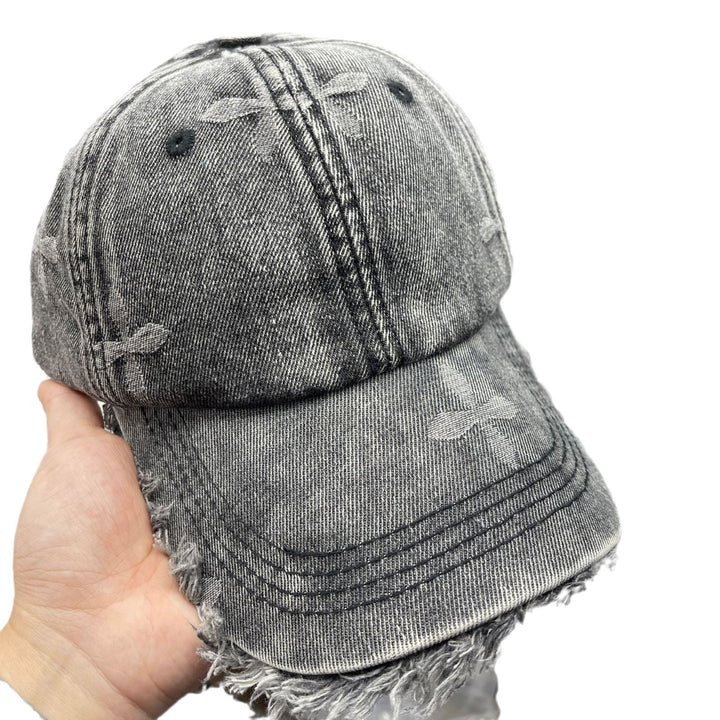 Women's Distressed Denim Fringe Baseball Cap Kalsten