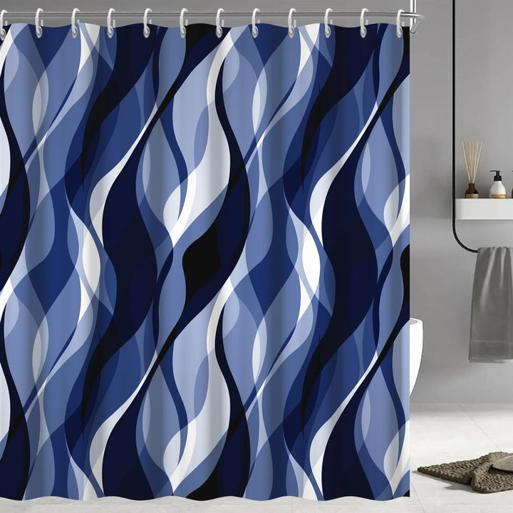 Abstract Wave Pattern Shower Curtain Kalsten