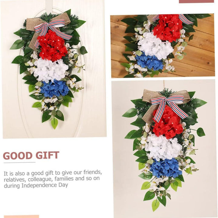 Women Decorative Wall Wreath with Colorful Artificial Flowers and Bow Kalsten
