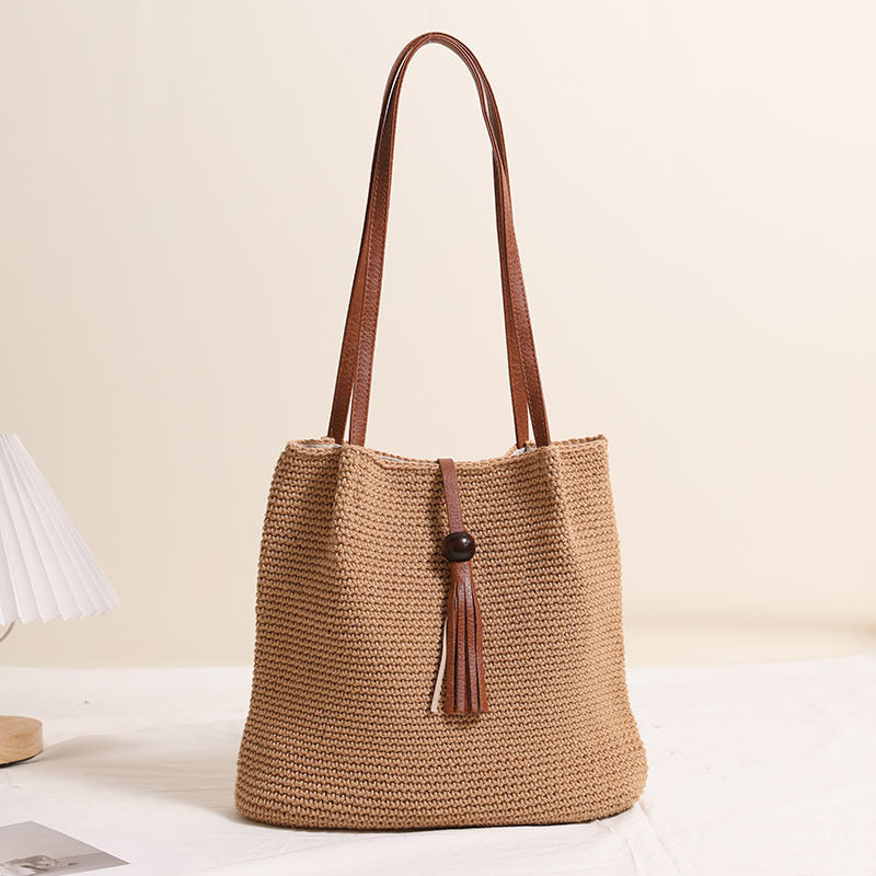 Hand-crocheted shoulder bag with leather details Kalsten
