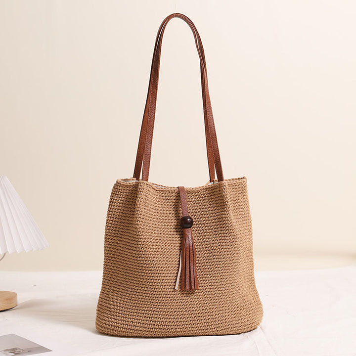Hand-crocheted shoulder bag with leather details Kalsten