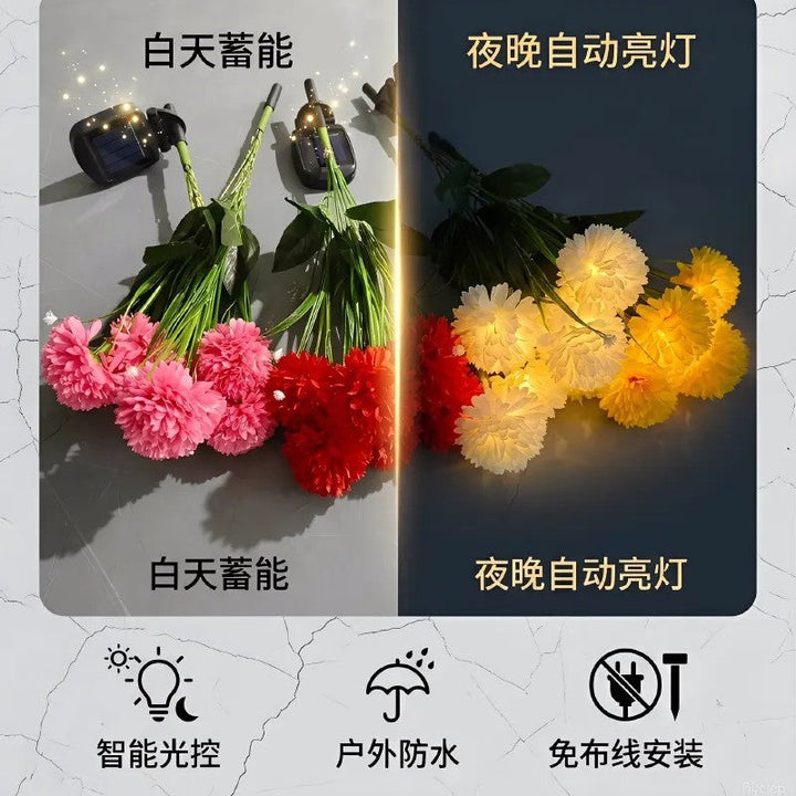 Solar-Powered Realistic Camellia Floral Garden Stake Lights With Adjustable LED Heads And Stainless Steel Spike Kalsten