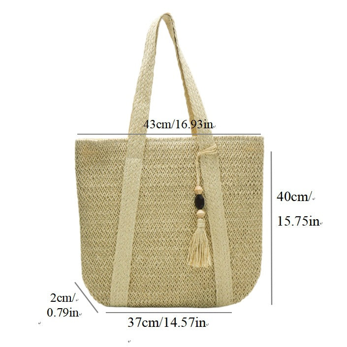 Generous shoulder bag made of natural material Kalsten