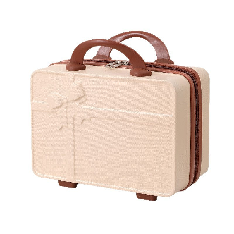 structured hard-shell cosmetic travel case with embossed bow and dual top handles Kalsten