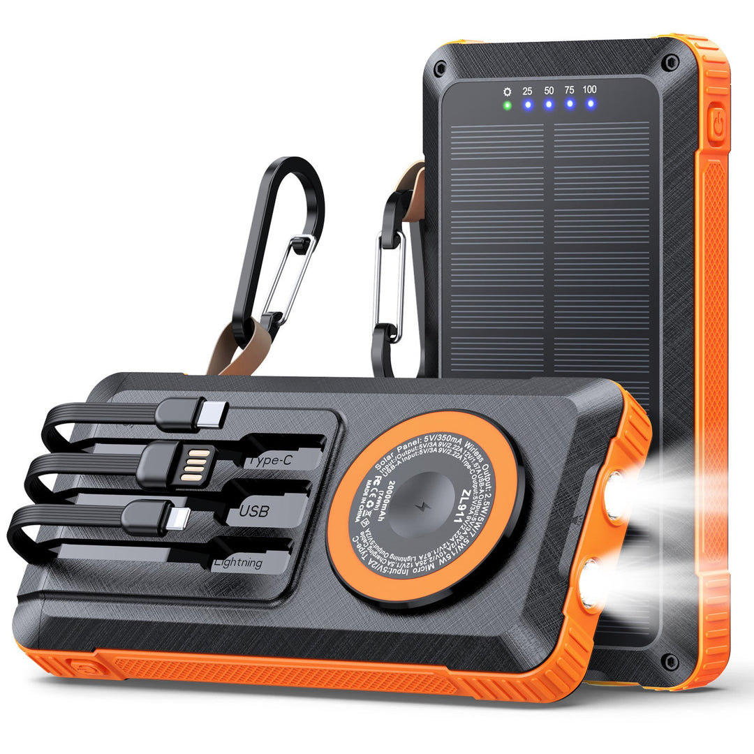 Solar Powerbank with Multifunctional LED Light and Integrated Charging Cable Kalsten