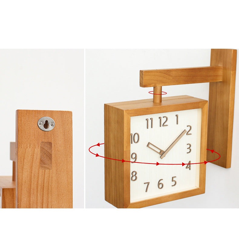 Kalsten | Wall-Corner-Two-Sided Wood-Analog-Clock