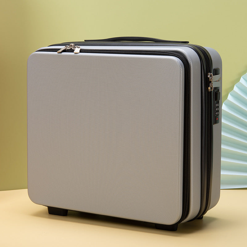 compact hard-shell travel vanity makeup case with TSA combination lock and dual-zip compartments Kalsten