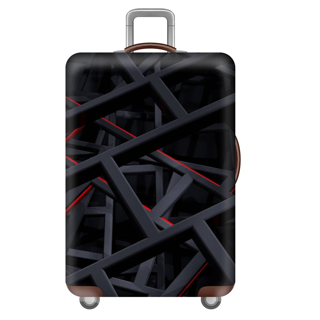 Unisex large hard shell suitcase with sturdy trolley handle and elastic motif protective cover superhero design Kalsten