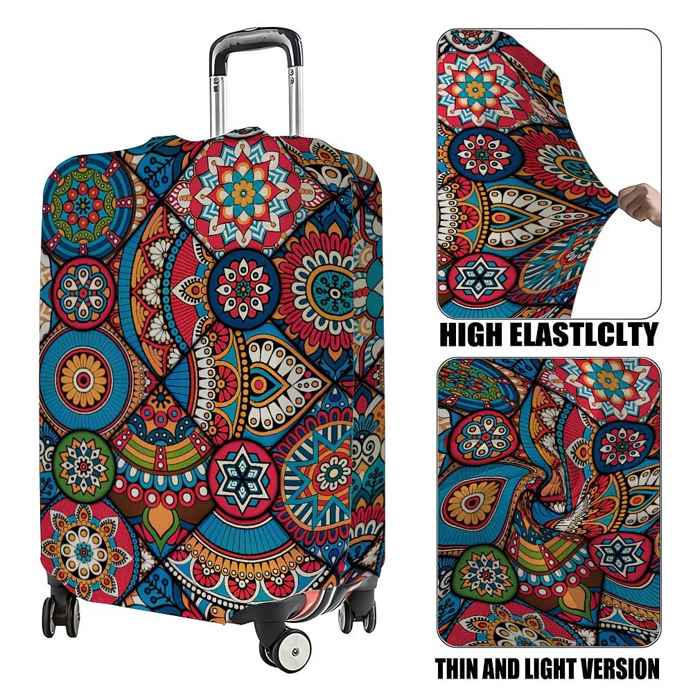 Unisex nan elastic suitcase cover with mandala pattern and telescopic handle compatibility Kalsten