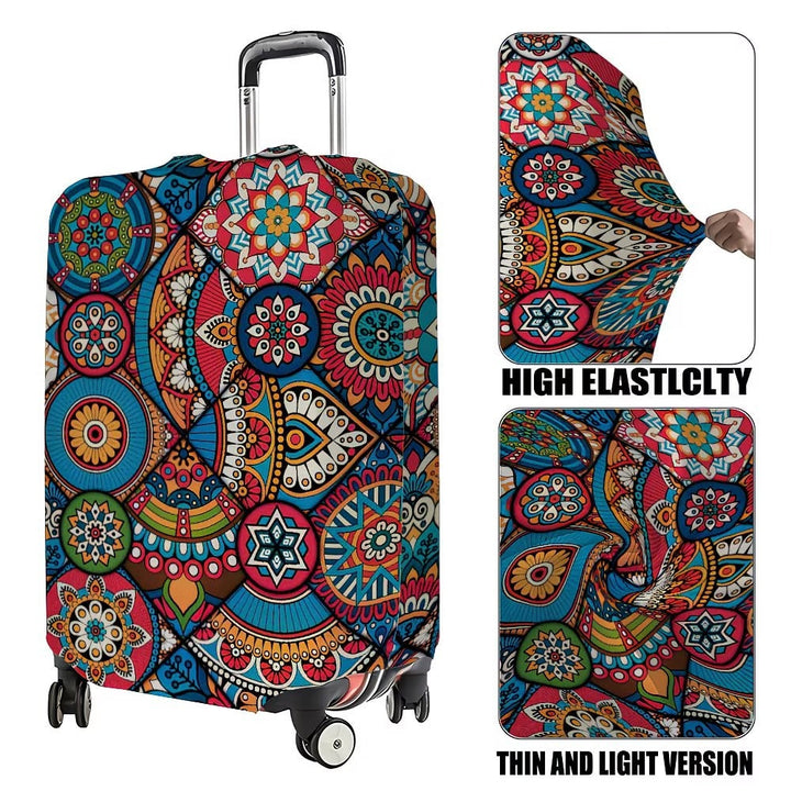 Unisex nan elastic suitcase cover with mandala pattern and telescopic handle compatibility Kalsten