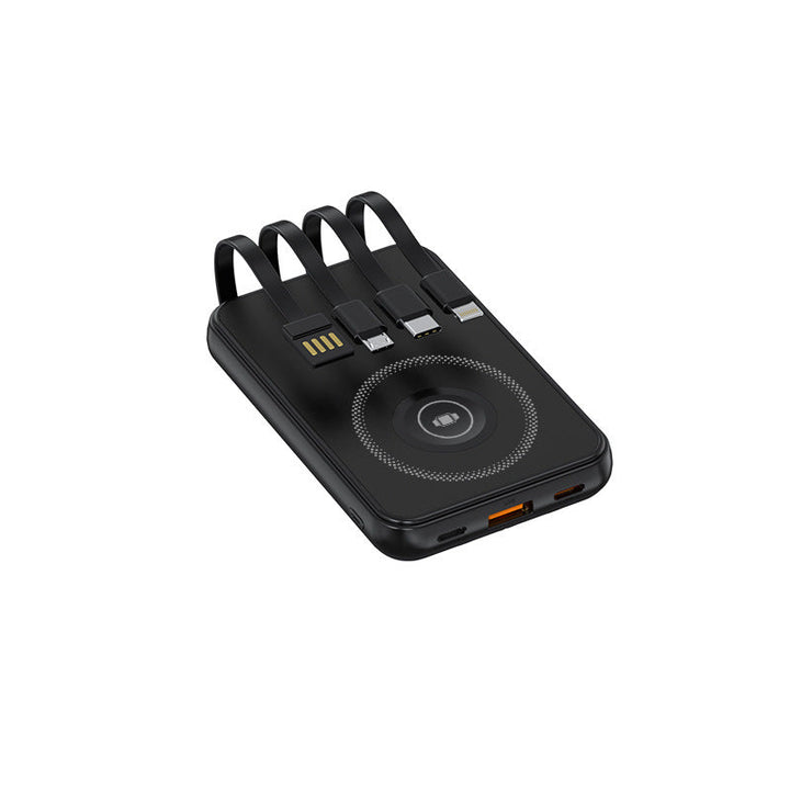 Portable charger with multidimensional charging cable system and wireless charging function Kalsten
