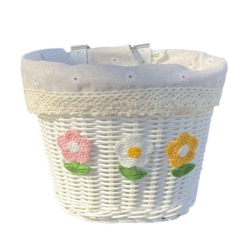 Floral Embroidered Woven Storage Basket Kalsten