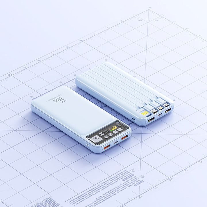 Power bank with integrated cable system and digital charging display Kalsten