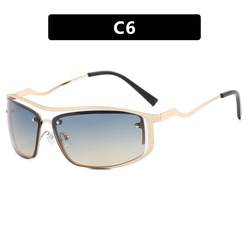 Women’s futuristic sunglasses with an elegant metal frame and high-transparent lenses Kalsten