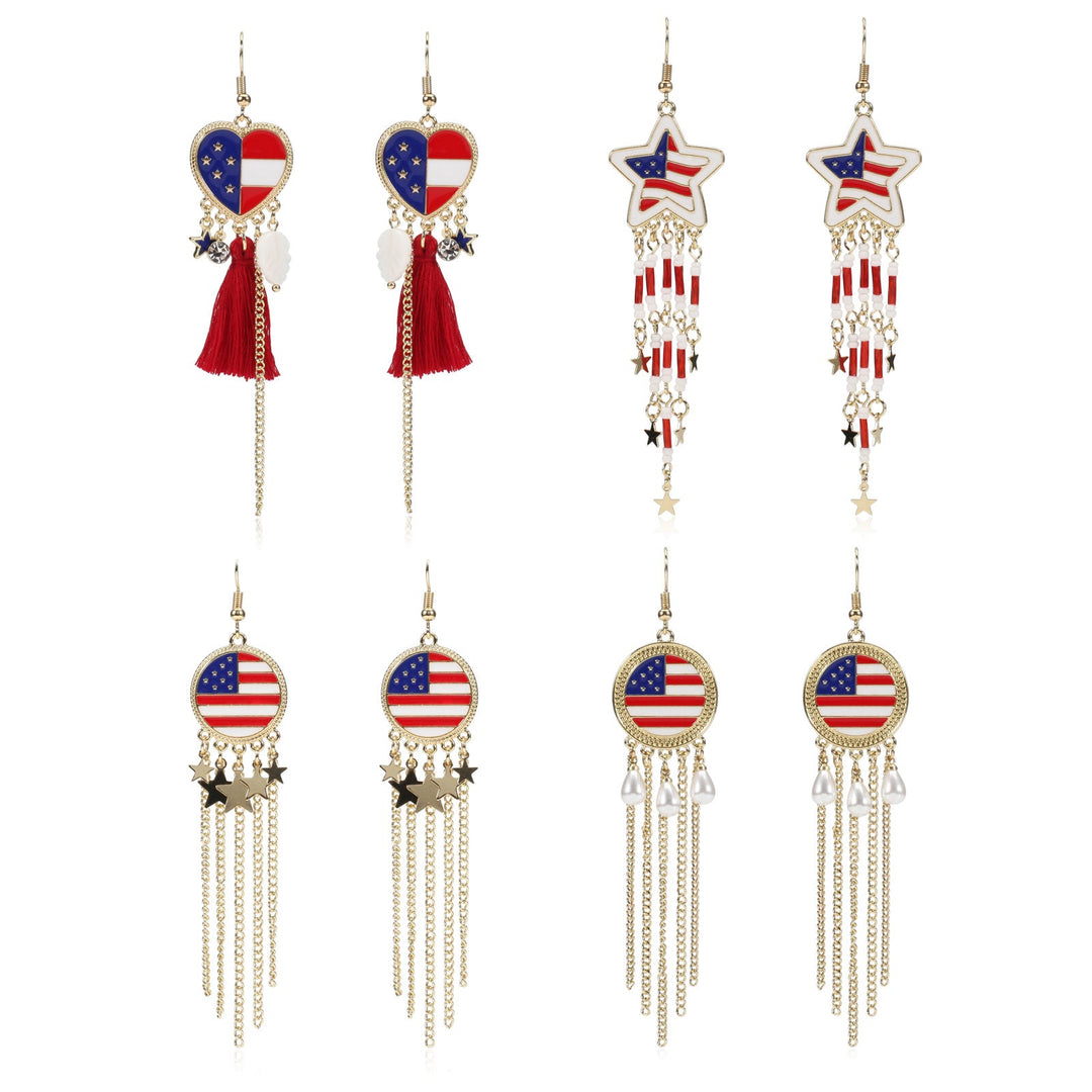 Women’s dangling earrings with enameled medallion and pearl fringes Kalsten