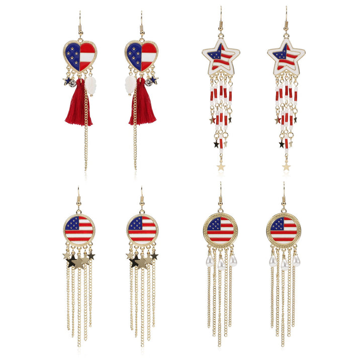 Women’s dangling earrings with enameled medallion and pearl fringes Kalsten