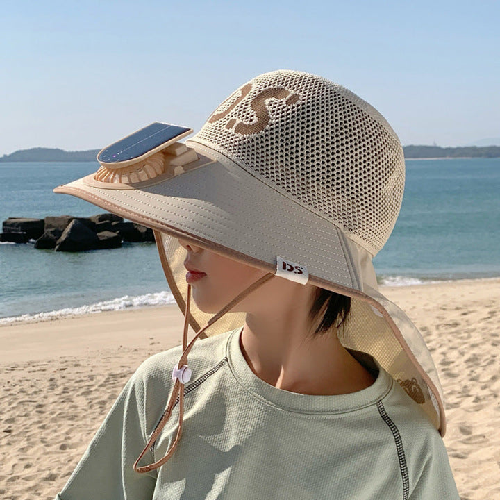 Breathable children sun hat with solar fan and adjustable chin strap Kalsten