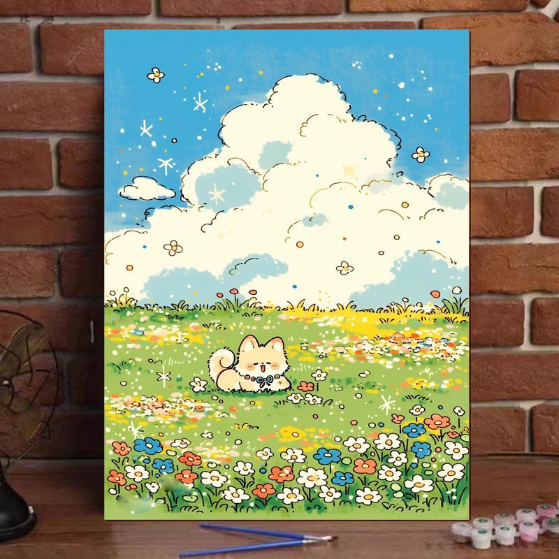 Cute Cat Illustration Canvas Art Print Kalsten