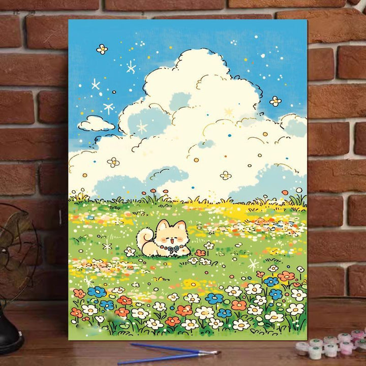 Cute Cat Illustration Canvas Art Print Kalsten