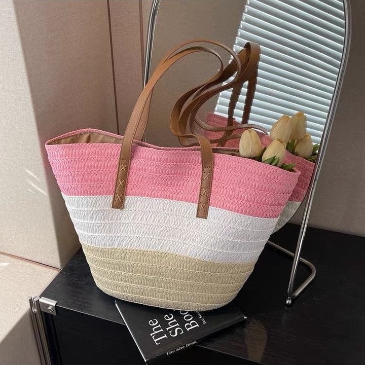 Beach bag with sturdy leather handles Kalsten