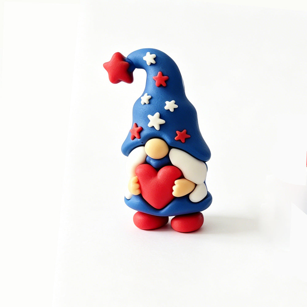 Unisex nan handcrafted decorative gnome set made of air-drying modeling clay with star and heart appliqué Kalsten