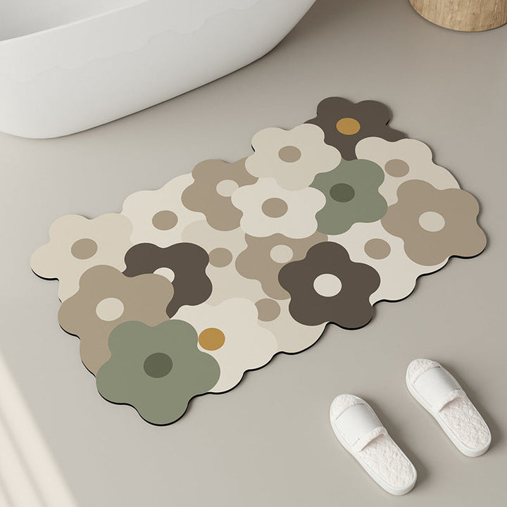 Decorative Floral Pattern Bath Mat Kalsten