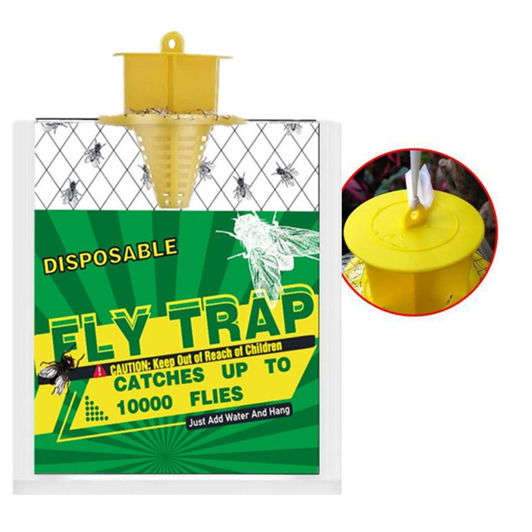 Disposable Hanging funnel fly trap with bait reservoir Kalsten