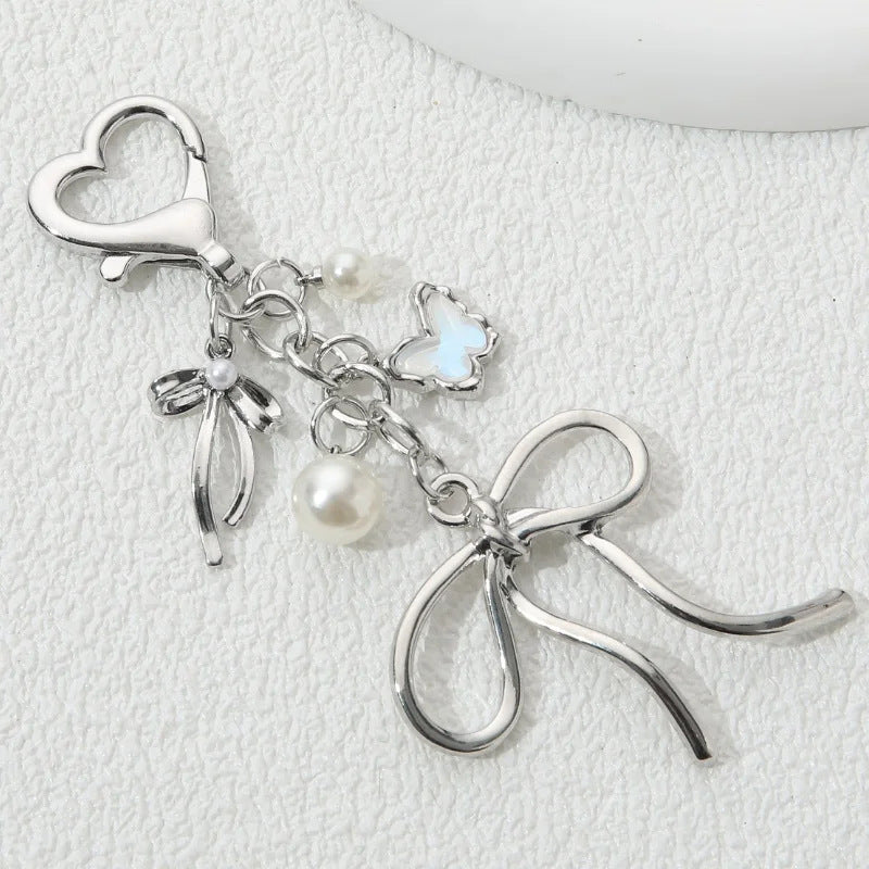 Decorative Heart and Bow Charm Keychain Kalsten