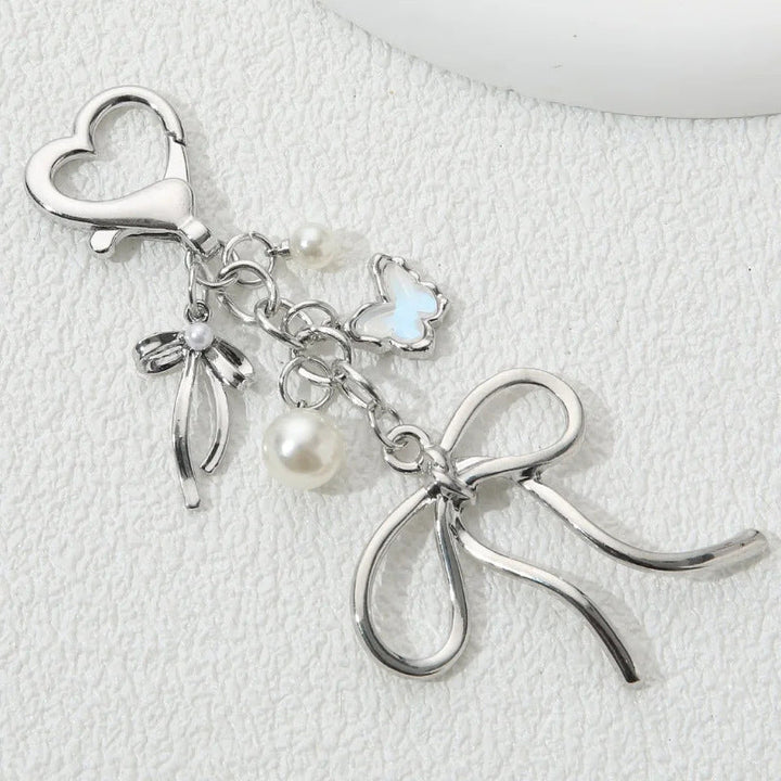 Decorative Heart and Bow Charm Keychain Kalsten