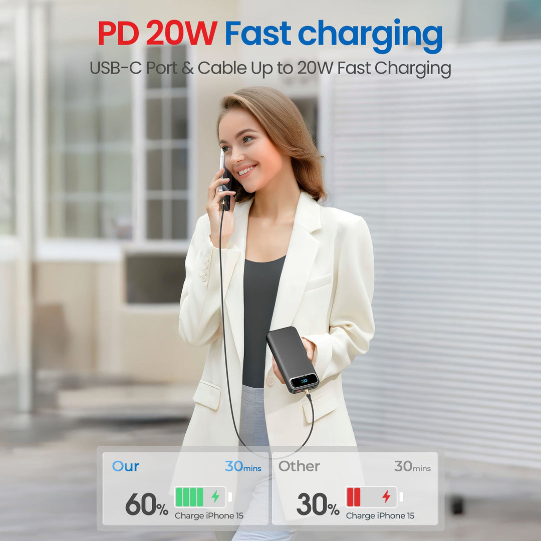Powerbank with Integrated Charger and Lcd Display Kalsten