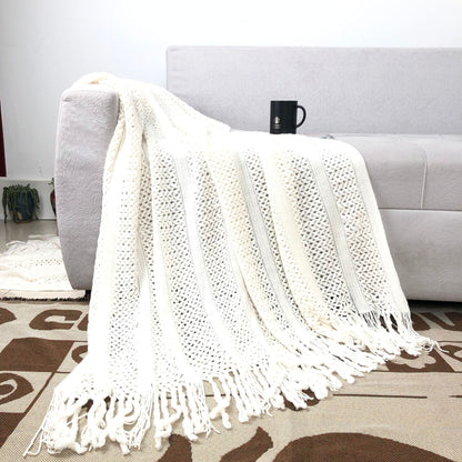 Handcrafted Textured Knit Throw Blanket