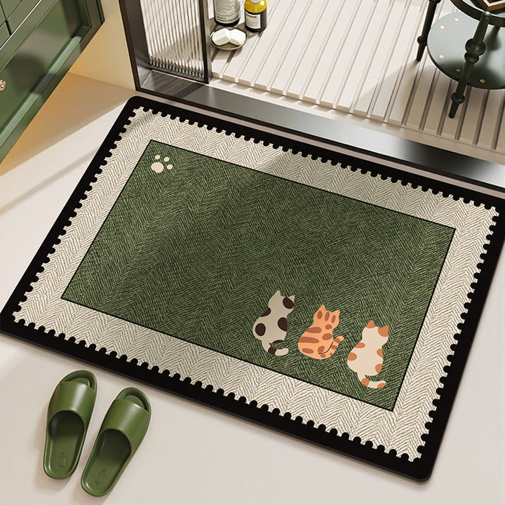 Cat-Themed Plush Kitchen Area Mat Kalsten