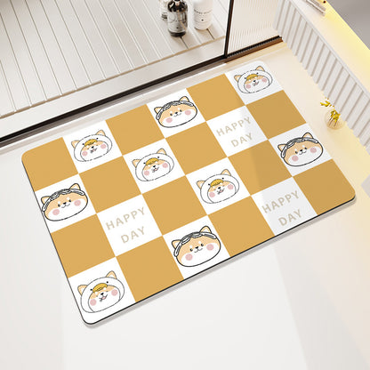 Cartoon Cat-Themed Bath Rug Acalora